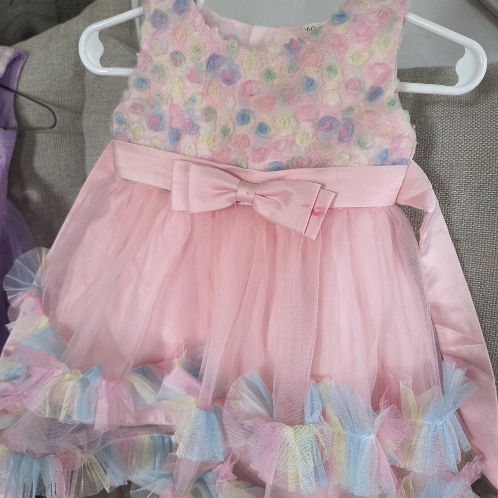 Forever 21 Girls Pink Tulle Party Dress with Pastel Rosette Bodice